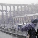 Lluvia y nieve en el Acueducto de Segovia