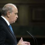 El ministro del Interior, Jorge Fernández Díaz, durante su intervención hoy en el Congreso, donde comienza la tramitación parlamentaria del proyecto de Ley de Seguridad Ciudadana