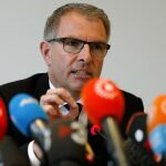 El presidente de Lufthansa, Carsten Spohr, durante la rueda de prensa ofrecida hoy en Fráncfort