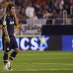 Sergio Ramos, con la camiseta del Madrid en el Sánchez Pizjuán, donde suele ser abucheado