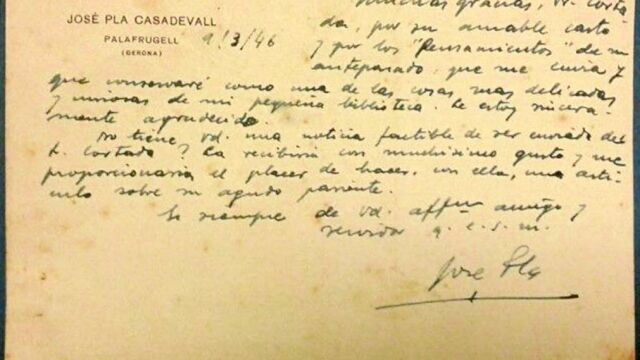 La curiosa historia de una carta de Pla