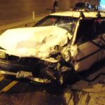 Imagen del vehículo de Calhon, que se desmayó y chocó de frente contra otro coche