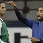 Zlatan Ibrahimovic y Pep Guardiola.