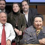 De izquierda a derecha, Jordi Galán, Pere Gascón, Montserrat Martí, Aldo Mariotti y Montserrat Caballé en la presentación del concierto solidario en Sant María del Mar el 3 de enero