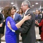 La alcaldesa de Madrid, Ana Botella, acompañada de los ministros Alberto Ruiz-Gallardón y Ana Mato junto a Eduardo Zaplana