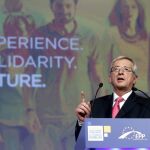 El ex primer ministro de Luxemburgo Jean-Claude Juncker durante su intervención en la reunión del Partido Popular Europeo (PPE) celebrada en Dublín.