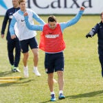 Koke, en el entrenamiento de este sábado