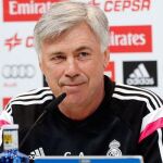 Carlo Ancelotti, durante la conferencia de prensa de este martes previa al duelo liguero frente al sevilla