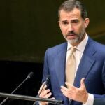 El Rey, hoy, durante su intervención ante la Asamblea General de la ONU