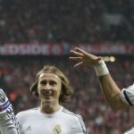 Sergio Ramos celebra el gol conseguido.