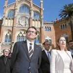 Mas, Pastor y Trias durante la inauguración institucional del nuevo Sant Pau