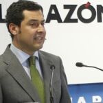 Juan Manuel Moreno Bonilla en un momento de su intervención