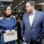 Rovira y Junqueras, ayer, en el consejo nacional de Esquerra