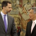 El Rey Felipe ha recibido hoy en el Palacio de la Zarzuela al primer ministro de Singapur, Lee Hsien Loong