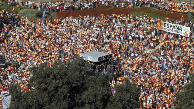 Vista de la Plaza de Cataluña donde se han concentrado miles de personas