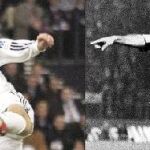 El remate del francés cerró la última victoria del Madrid en la Copa de Europa. Al lado, Luis habla con el árbitro de la final de 1974 antes de lanzar la falta que hizo al Atlético sentirse campeón