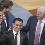 Xavi y Aragonés el día en que la Selección recogía el premio Principe de Asturias en 2010