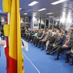 Pedro Sánchez se dirige a los presentes durante su discurso en la sede de LA RAZÓN