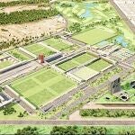 Recreación del proyecto urbanístico de Alcorcón que incluía la ciudad deportiva del club Atlético de Madrid