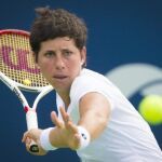 Carla Suarez Navarro durante el partido contra Venus Williams