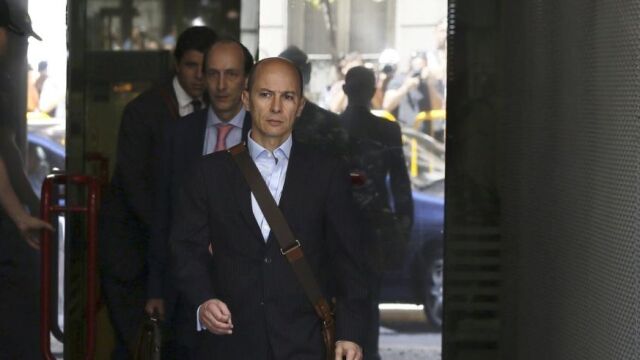 El expresidente de Gowex Jenaro García (c), a la salida hoy de la Audiencia Nacional