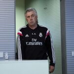 El entrenador del Real Madrid, Carlo Ancelotti, en la rueda de prensa.
