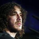 Puyol, durante el acto en el que ha anunciado su adiós del club catalán tras quince años al máximo nivel