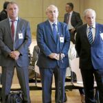 De izda. a dcha., los ex directivos de Caixa Penedès condenados, Ricardo Pagès, Juan Caellas, Manuel Trouano y Santiago José Abella