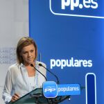 María Dolores de Cospedal, durante la rueda de prensa que ha ofrecido tras la reunión del comité de dirección del partido.