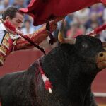Pase de pecho de Pepe Moral, ayer, en La Maestranza