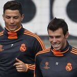 Cristiano Ronaldo y Gareth Bale, durante el entrenamiento de esta mañana, que ambos pudieron completar
