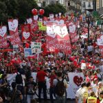 Cabecera de la manifestación celebrada el pasado domingo en Madrid convocada por la plataforma Derecho a Vivir y la organización Hazteoir.org.