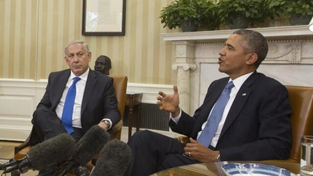 Obama atiende a los medios junto al primer ministros de Israel, Benjamín Netanyahu, en el despacho oval