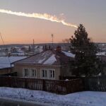 Imagen del rastro del meteorito que cayó en Chelyabinsk