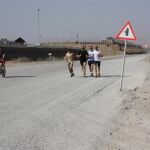 Un momento de la carrera en el interior de la base de Herat