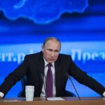 El presidente ruso Vladimir Putin, durante su intervención de hoy.