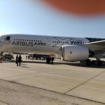 Imagen del A-350 XWB, hoy, en Madrid.