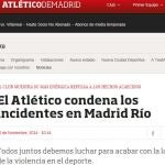 Comunicado de condena del Atlético