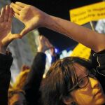 Protestas contra la ley frente a la sede del Ministerio de Justicia en Madrid