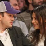 Ashton Kutcher y Mila Kunis en un partido de la NBA