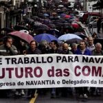 Los trabajadores de Navantia se manifiestan en Ferrol en demanda de más carga de trabajo