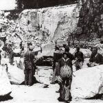 Españoles trabajando en una cantera cercana al campo de concentración de Mauthausen.
