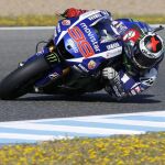 El piloto de MotoGP el español Jorge Lorenzo (Movistar Yamaha MotoGP Yamaha), durante la primera tanda de entrenamientos libres en Jerez.