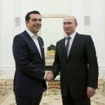 El primer ministro griego, Alexis Tsipras, y el presidente ruso, Vladímir Putin.