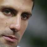 El tenista serbio Novak Djokovic durante la rueda de prensa