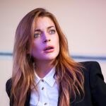 Lindsay Lohan en el papel de Karen durante un ensayo de la obra "Speed the Plow"