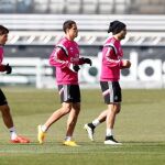 La plantilla madridista, en el entrenamiento de este domingo