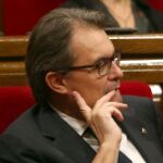 Artur Mas, durante la sesión de control parlamentario de hoy y centrada en el debate soberanista.