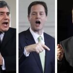 Brown, Clegg y Cameron