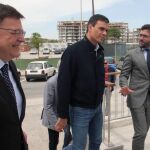 Pedro Sanchez y el secretario general del PSPV, Ximo Puig, hoy en Alicante